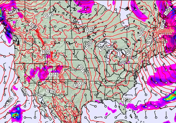 USA forecast chart for Friday, February 13th, 2026 at 12:00 AM