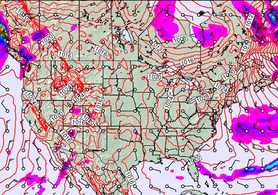 USA forecast chart for Friday, February 13th, 2026 at 12:00 PM