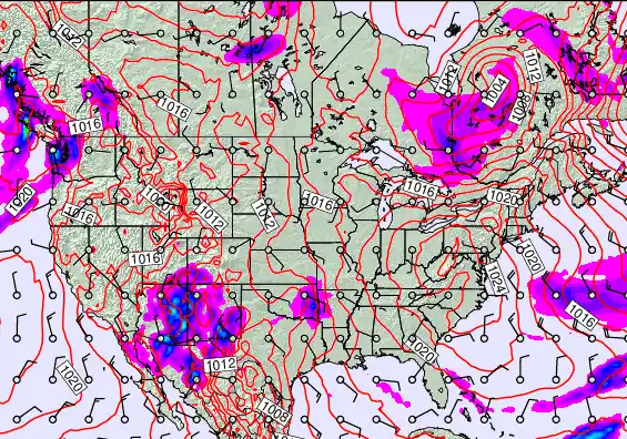 USA forecast chart for Saturday, February 14th, 2026 at 12:00 AM