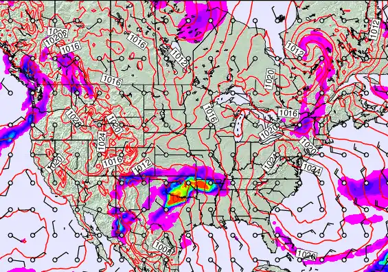 USA forecast chart for Saturday, February 14th, 2026 at 12:00 PM