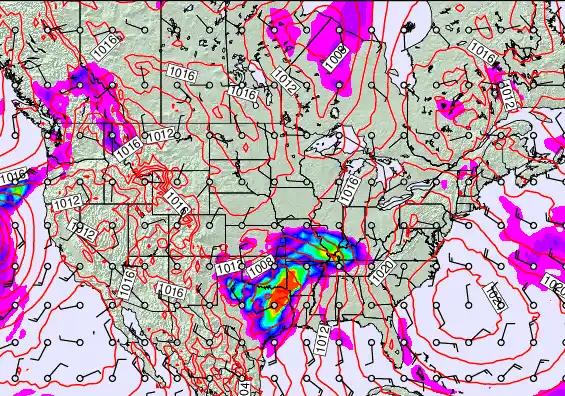 USA forecast chart for Sunday, February 15th, 2026 at 12:00 AM