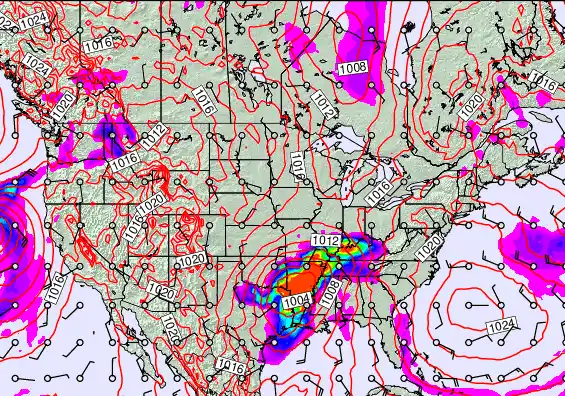 USA forecast chart for Sunday, February 15th, 2026 at 6:00 AM
