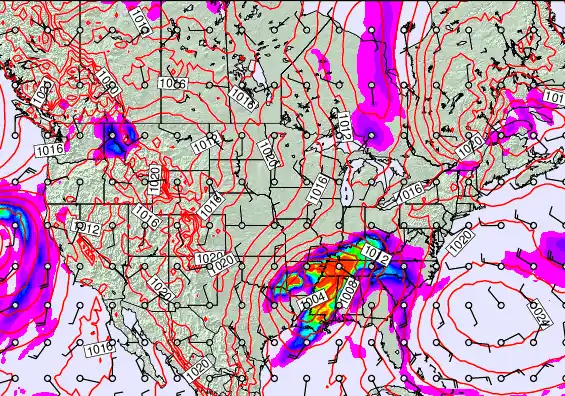 USA forecast chart for Sunday, February 15th, 2026 at 12:00 PM