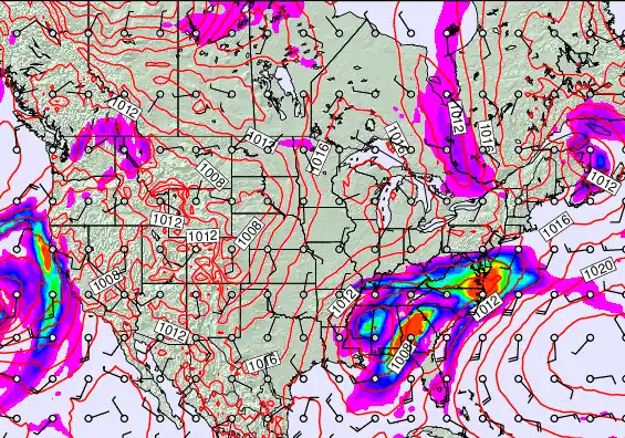 USA forecast chart for Monday, February 16th, 2026 at 12:00 AM