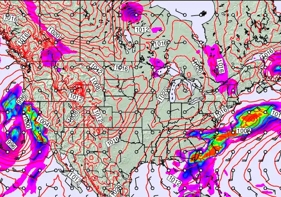 USA forecast chart for Monday, February 16th, 2026 at 12:00 PM