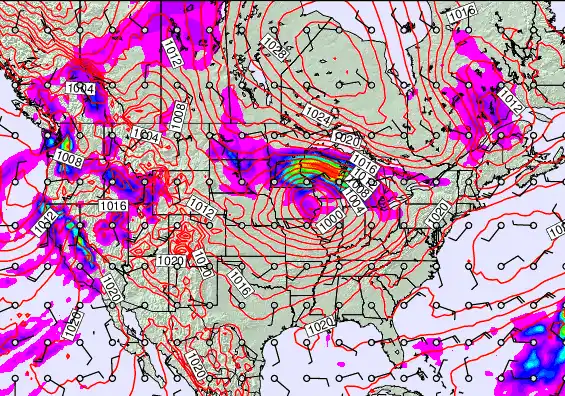 USA forecast chart for Wednesday, February 18th, 2026 at 6:00 AM