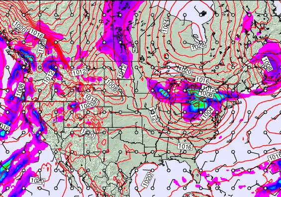 USA forecast chart for Wednesday, February 18th, 2026 at 6:00 PM