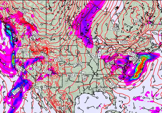 USA forecast chart for Thursday, February 19th, 2026 at 6:00 AM