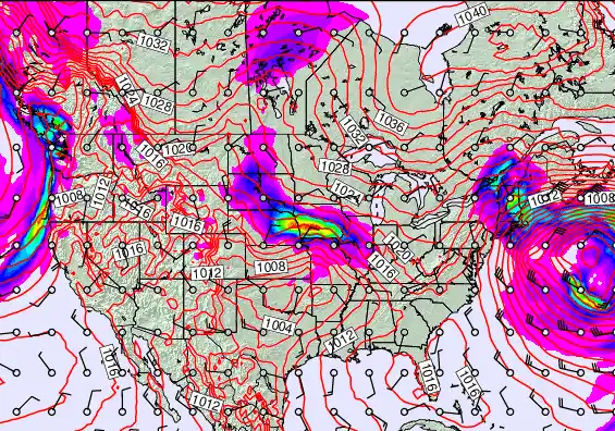 USA forecast chart for Saturday, February 21st, 2026 at 12:00 AM