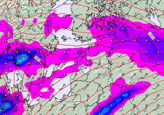 USA forecast chart for Saturday, February 21st, 2026 at 6:00 AM