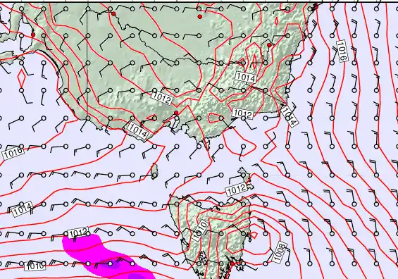 Victoria & Tasmania forecast chart for Wednesday, February 4th, 2026 at 6:00 AM