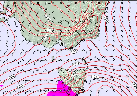 Victoria & Tasmania forecast chart for Wednesday, February 4th, 2026 at 12:00 PM