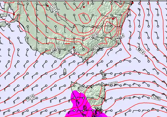 Victoria & Tasmania forecast chart for Wednesday, February 4th, 2026 at 6:00 PM