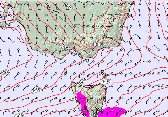 Victoria & Tasmania forecast chart for Thursday, February 5th, 2026 at 12:00 AM