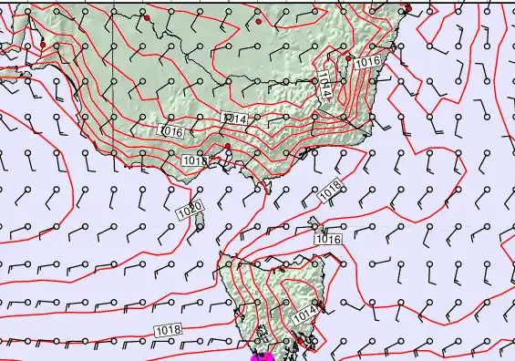 Victoria & Tasmania forecast chart for Thursday, February 5th, 2026 at 6:00 AM