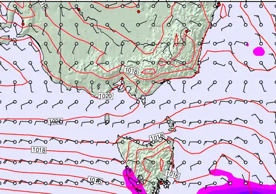 Victoria & Tasmania forecast chart for Friday, February 6th, 2026 at 12:00 AM