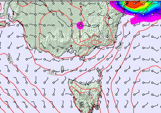 Victoria & Tasmania forecast chart for Tuesday, February 10th, 2026 at 12:00 AM