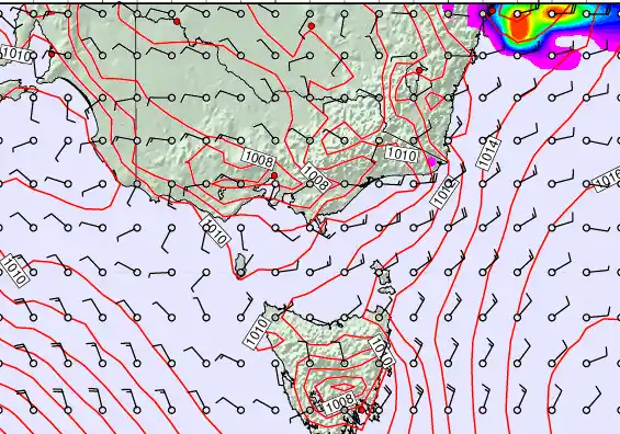 Victoria & Tasmania forecast chart for Tuesday, February 10th, 2026 at 6:00 AM