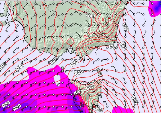 Victoria & Tasmania forecast chart for Wednesday, February 11th, 2026 at 12:00 AM