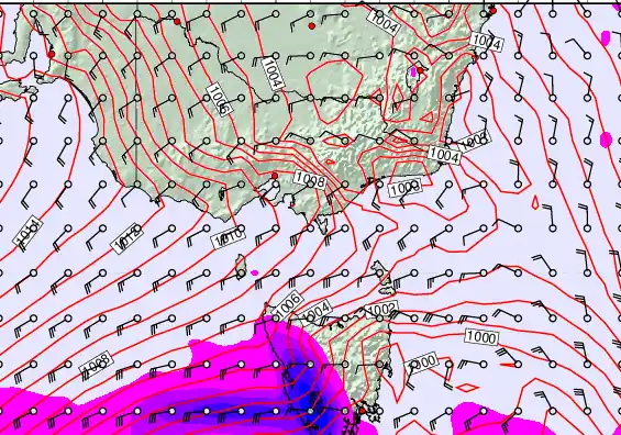 Victoria & Tasmania forecast chart for Wednesday, February 11th, 2026 at 6:00 AM
