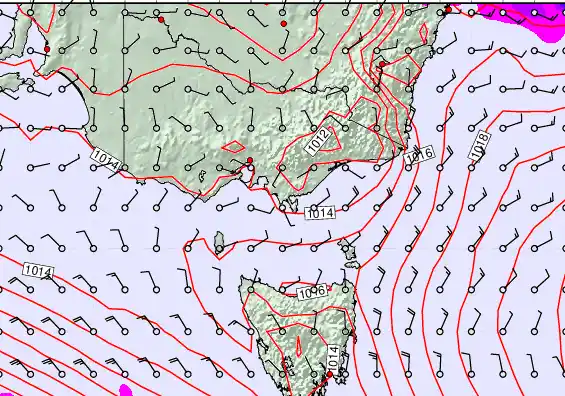 Victoria & Tasmania forecast chart for Friday, February 13th, 2026 at 12:00 AM