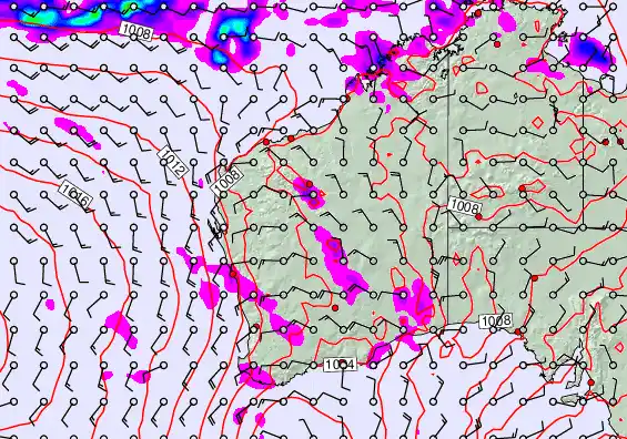 Western Australia forecast chart for Thursday, November 21st, 2024 at 6:00 AM