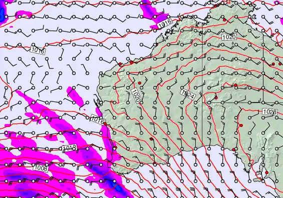 Western Australia forecast chart for Saturday, September 13th, 2025 at 12:00 AM