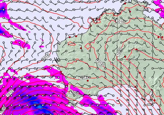 Western Australia forecast chart for Saturday, September 13th, 2025 at 6:00 PM