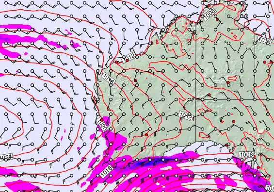 Western Australia forecast chart for Monday, September 15th, 2025 at 6:00 AM