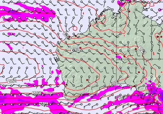 Western Australia forecast chart for Tuesday, September 16th, 2025 at 12:00 AM