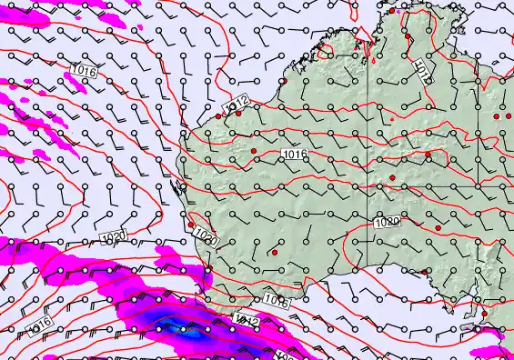 Western Australia forecast chart for Tuesday, September 16th, 2025 at 6:00 PM