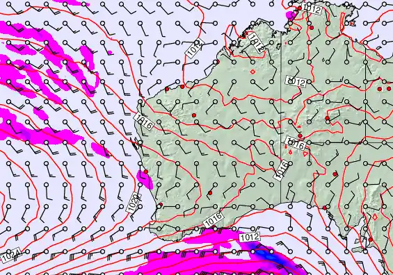Western Australia forecast chart for Wednesday, September 17th, 2025 at 6:00 PM