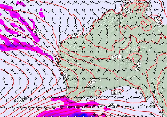 Western Australia forecast chart for Thursday, September 18th, 2025 at 6:00 AM