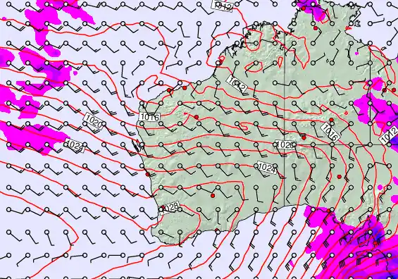 Western Australia forecast chart for Friday, September 19th, 2025 at 6:00 PM