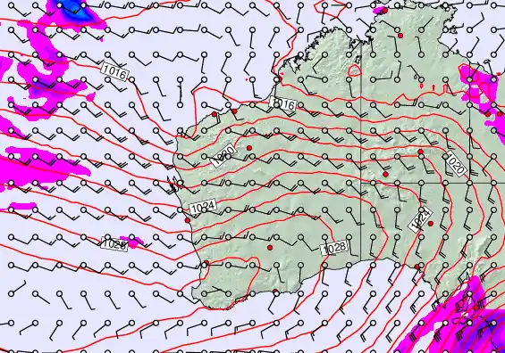 Western Australia forecast chart for Saturday, September 20th, 2025 at 12:00 AM