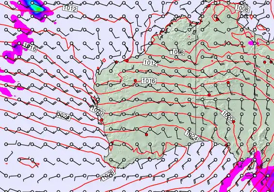 Western Australia forecast chart for Saturday, September 20th, 2025 at 6:00 AM