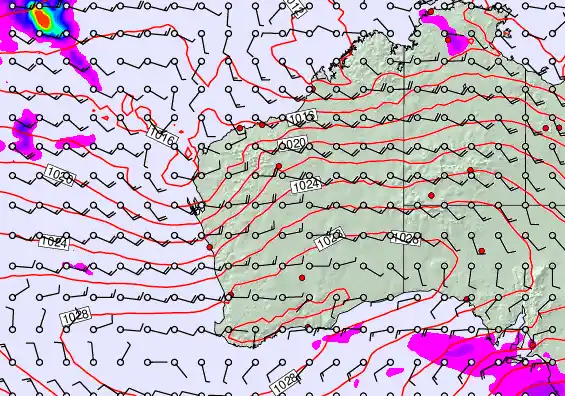 Western Australia forecast chart for Sunday, September 21st, 2025 at 12:00 AM