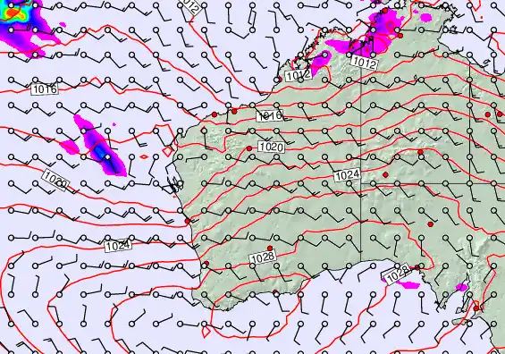 Western Australia forecast chart for Sunday, September 21st, 2025 at 12:00 PM