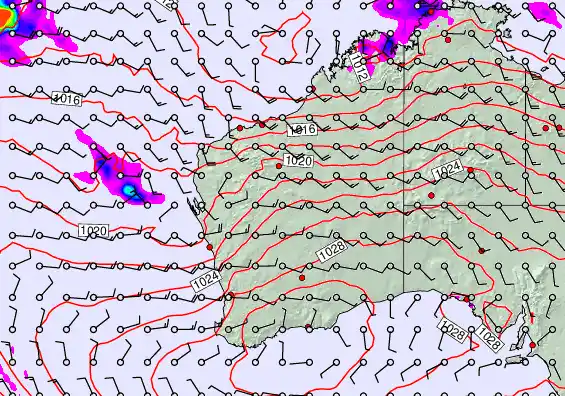 Western Australia forecast chart for Sunday, September 21st, 2025 at 6:00 PM