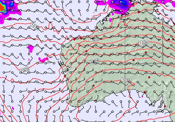 Western Australia forecast chart for Monday, September 22nd, 2025 at 12:00 AM
