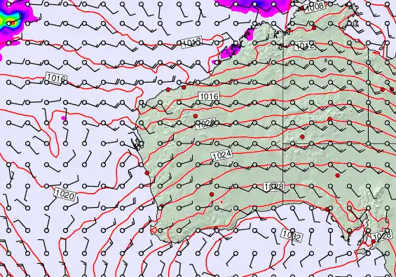 Western Australia forecast chart for Monday, September 22nd, 2025 at 6:00 AM