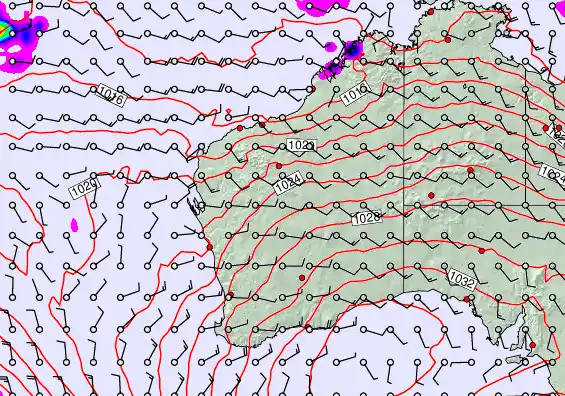 Western Australia forecast chart for Monday, September 22nd, 2025 at 12:00 PM