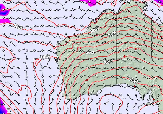 Western Australia forecast chart for Monday, September 22nd, 2025 at 6:00 PM