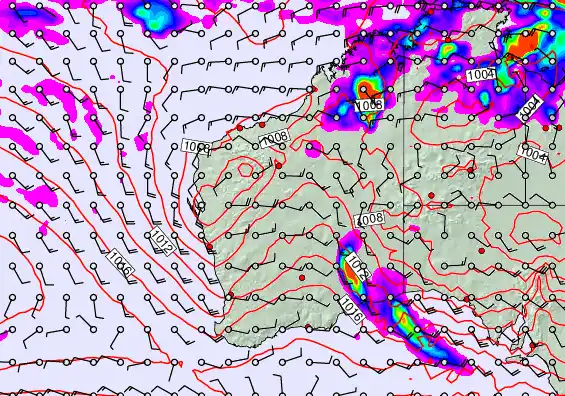 Western Australia forecast chart for Wednesday, January 28th, 2026 at 6:00 PM