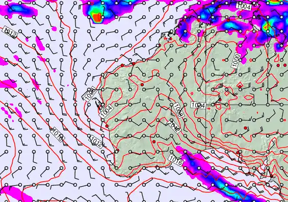 Western Australia forecast chart for Thursday, January 29th, 2026 at 6:00 AM