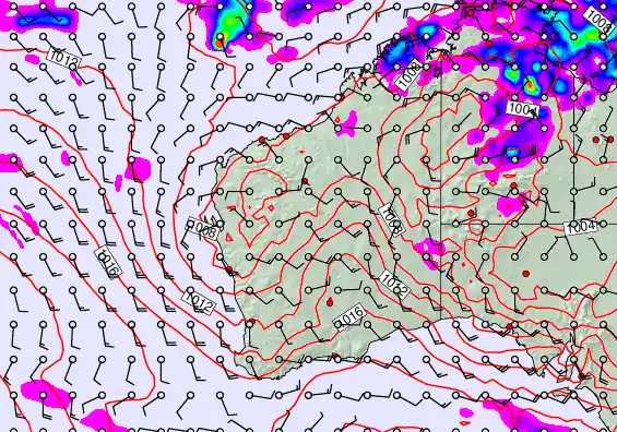 Western Australia forecast chart for Thursday, January 29th, 2026 at 12:00 PM