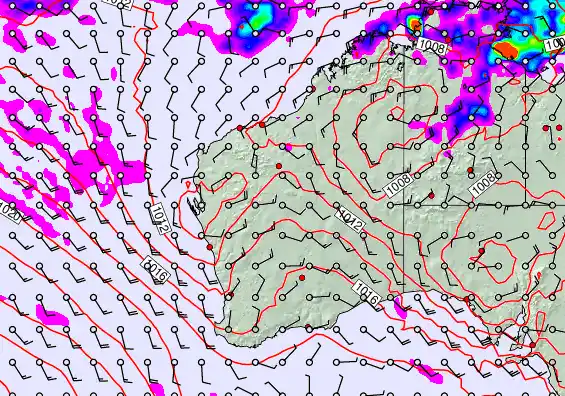 Western Australia forecast chart for Friday, January 30th, 2026 at 12:00 AM