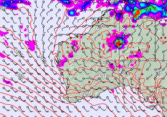 Western Australia forecast chart for Friday, January 30th, 2026 at 12:00 PM