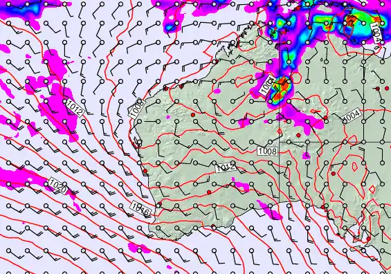 Western Australia forecast chart for Friday, January 30th, 2026 at 6:00 PM