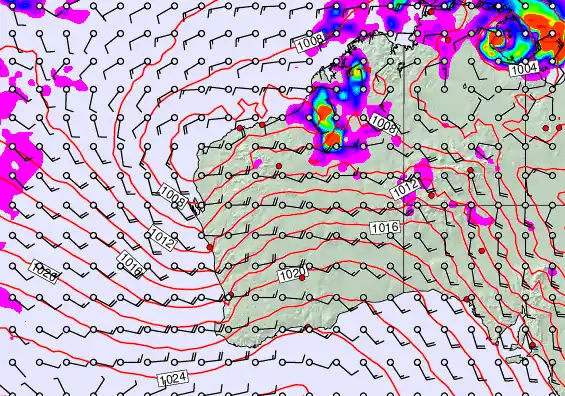 Western Australia forecast chart for Sunday, February 1st, 2026 at 12:00 AM